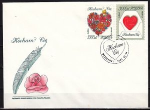 Poland, Scott cat. 3134-3135. Heart of Love issue. First Day Cover. ^