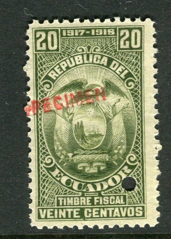 ECUADOR; Early 1917 fine Fiscal issue Mint MNH unmounted SPECIMEN 20c. 