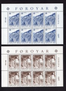 Faroe Islands   #156-157 MNH  1987  Europa  in blocks of 8 stamps