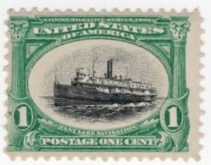 Scott 294 MNH 1¢ Pan-American Expo, Steamship, perf 12, Wmk 191