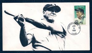 UNITED STATES FDC 25¢ Lou Gehrig 1989 Cacheted
