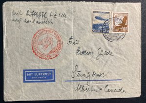 1936 Frankfurt Germany Hindenburg Zeppelin LZ 129 cover to Sunnybrook Canada