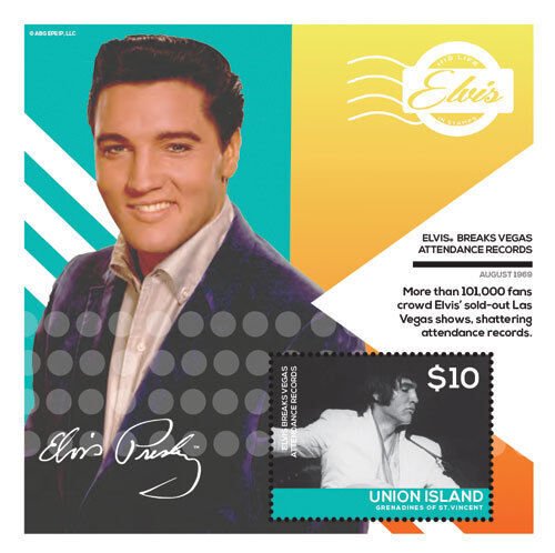 UNION ISLAND 2014-ELVIS PRESLEY-HIS LIFE IN STAMPS STAMP SOUVENIR SHEET (#4) MNH