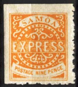 Samoa 1877 / 1891 W.E. Agar PrivatPost Express 9 p. Mi. 4 MH ( Unconfirmed )