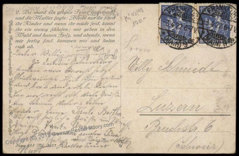 Germany 1922 Cover to Switzerland Mi168 MeF Postcard 72058