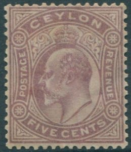 Ceylon 1903 SG268 5c dull purple KEVII crown CA wmk MH (amd)