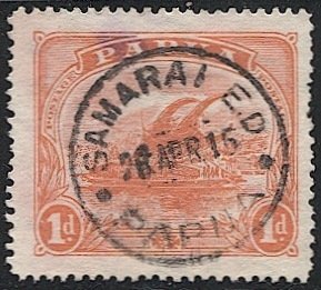 PAPUA NEW GUINEA 1911 Sc 51, Used 1d Lakatoi, VF, SAMARAI E D bullseye postmark