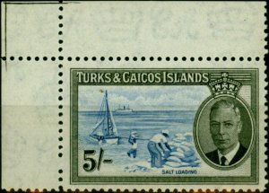Turks & Caicos Islands 1950 5s Blue & Black SG232 V.F MNH