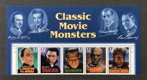 US scott# 3168-3172 Classic Movie Monsters Plate Block of 5 stamps MNH