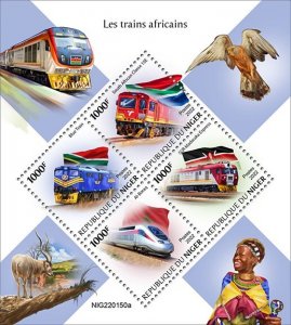 NIGER - 2022 - African Trains - Perf 4v Sheet - Mint Never Hinged