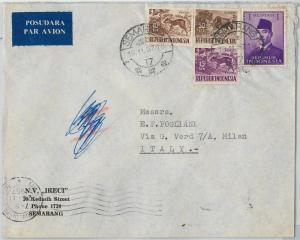 59348  -   INDONESIA - POSTAL HISTORY: COVER to ITALY - 1957 - ANIMALS