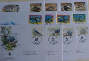 TOKELAU  FDC 12 DIFF. WILDLIFE   BIRDS,SHARKS 1995,2002-2007