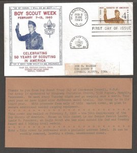 1960 BSA Scout Rockwell #1145 Tr 343 Chickasaw 1st FDC  