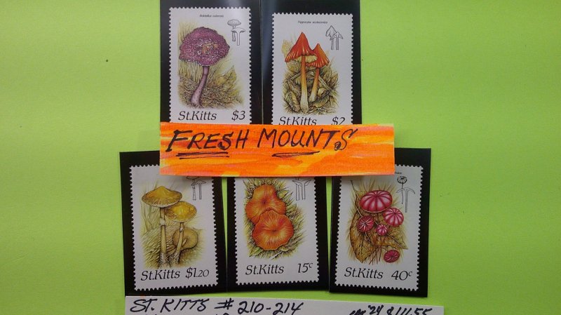 St. Kitts 1987 Mushrooms Scott# 210-214 complete MNH XF set of 4