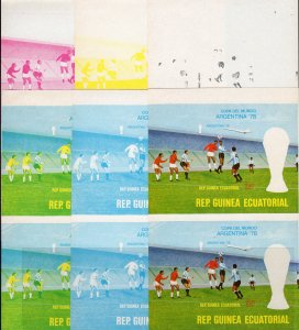 Equatorial Guinea 1977 Mi#B.264 WORLD CUP ARGENTINA'78-CONCORDE 7 COLOR PROOFS