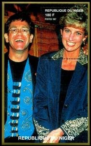 Niger 1997 PRINCESS DIANA & ELTON JOHN s/s Perforated Mint (NH)