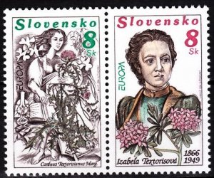 SLOVAKIA 1996 EUROPA: Famous Women. Botanists. Flowers. Pair, MNH