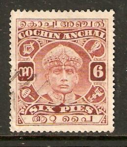 India (Cochin)   #43  used  (1933) 