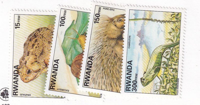 RWANDA # 1385-1388 VF-MNH AMPHIBIANS CAT VALUE $28.50 