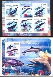 Sao Tome and Principe 2009 Marine Life Whales Imperf.  sheet + S/S MNH