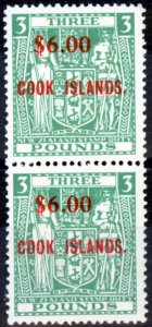 Cook Islands 1967 $6 on £3 Green SG220 Fine MNH Vert Pair