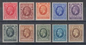 Great Britain Sc 211-220 MOG. 1934-36 KGV definitives, Missing Low Val, o/w cplt