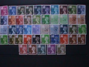 WALES & MONMOUTHSHIRE 1971-WMMH1//64 45 DIFFERENT ELIZABETH II  USED EST.$56