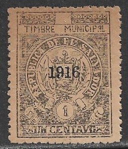 EL SALVADOR 1916 1c ARMS Municipal Revenue Ross M188a MNGAI