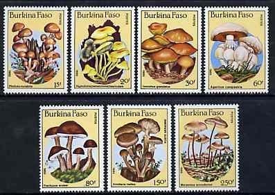 Burkina Faso 1985 Fungi unmounted mint complete set of 7,...