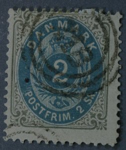 Denmark #16a Used VG Gray & Blue Clean Bright Good Color HRM