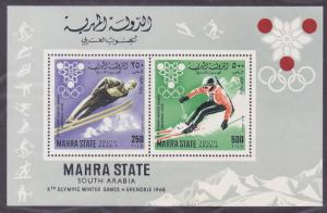 ADEN MAHRA MNH Mi Block 4A 1968 Grenoble Olympic Winter Games Souvenir Sheet