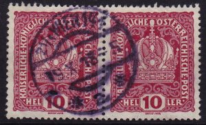 Austria - 1916 - Scott #148 - used pair  - WIEN 141 pmk