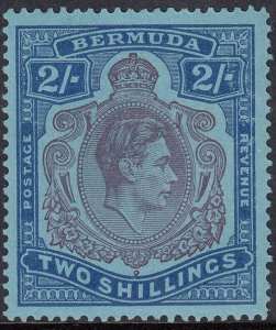 1938-53 BERMUDA KGVI 2/- DEEP PURPLE & ULTRA PERF. 14 (SG# 116) MVLH VF