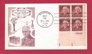 1954 3c George Eastman #1062, PB4, FDC, CC/Don Willever