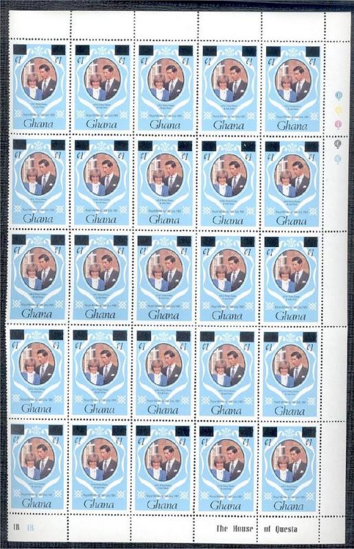 GHANA 3 DIFFERENT PROVISIONALS, ALL RARE DIANA STAMPS, MNH