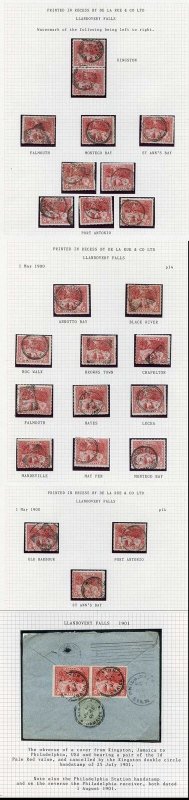 Jamaica SG31 1d Llandovery Falls Collection of Postmarks