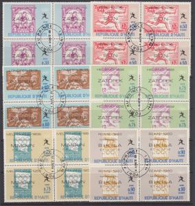 Haiti Sc 616-616O used 1969 Mexico City Olympics complete, blocks of 4, VF