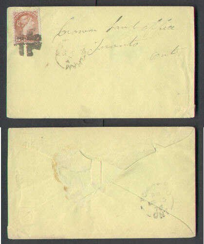 Canada-covers #3036 -3c Small Queen-Huron county-Wingham-Mr 14 1876-fancy cancel