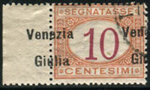 Postage due Cent. 10 overprint partly imprinted on the margin