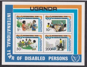 Uguanda # 326a, Year of the Disabled, Souvenir Sheet, NH, 1/2 Cat.