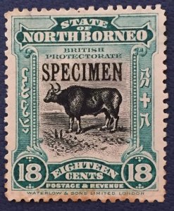 NORTH BORNEO 1909-23 SPECIMEN opt 18c MH SG#175s NB4841 