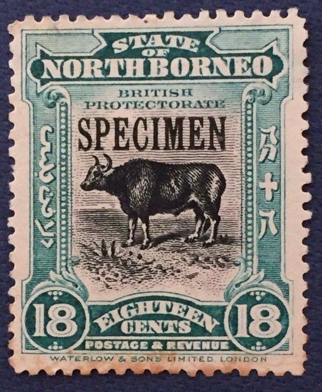 NORTH BORNEO 1909-23 SPECIMEN opt 18c MH SG#175s NB4841 