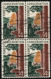 SC#1122 4¢ Forest Conservation Block of Four: Used*