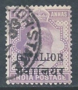 India-Convention States-Gwalior #38 Used 2a King Edward VII Issue Ovptd. Gwa...