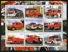 CONGO KINSHASA - 2004 - Fire Engines #1 - Perf 9v x 120 Sheet -MNH-Private Issue