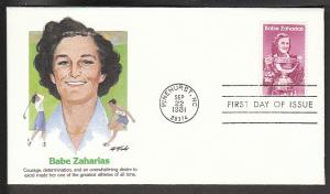 U.S. 1932 Babe Zaharias Fleetwood U/A FDC