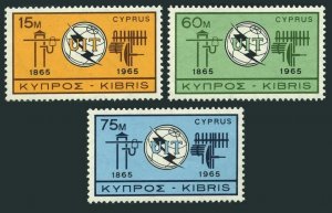 Cyprus 257-259,MNH.Michel 253-255. ITU-100,1965.Communication Equipment.