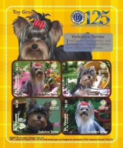 St. Vincent 2009 - SC# 3662 AKC Toy Group, Yorkshire Terrier - Sheet of 4 - MNH