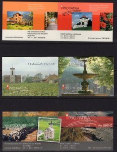 SWISS SWITZERLAND 3 PRO-PATRIA BOOKLETS CTO . 2000,2006,2008  - ARCHITECTURE