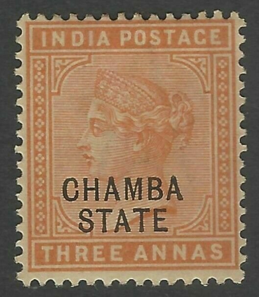 India -Chamba State 1887-95 QV 3a orange lmm SG 8 £28